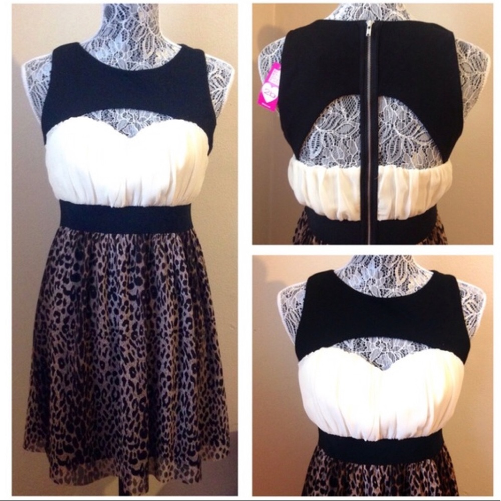 NWT!!!  2b BEBE Leopard Sweetheart Dress Sz M